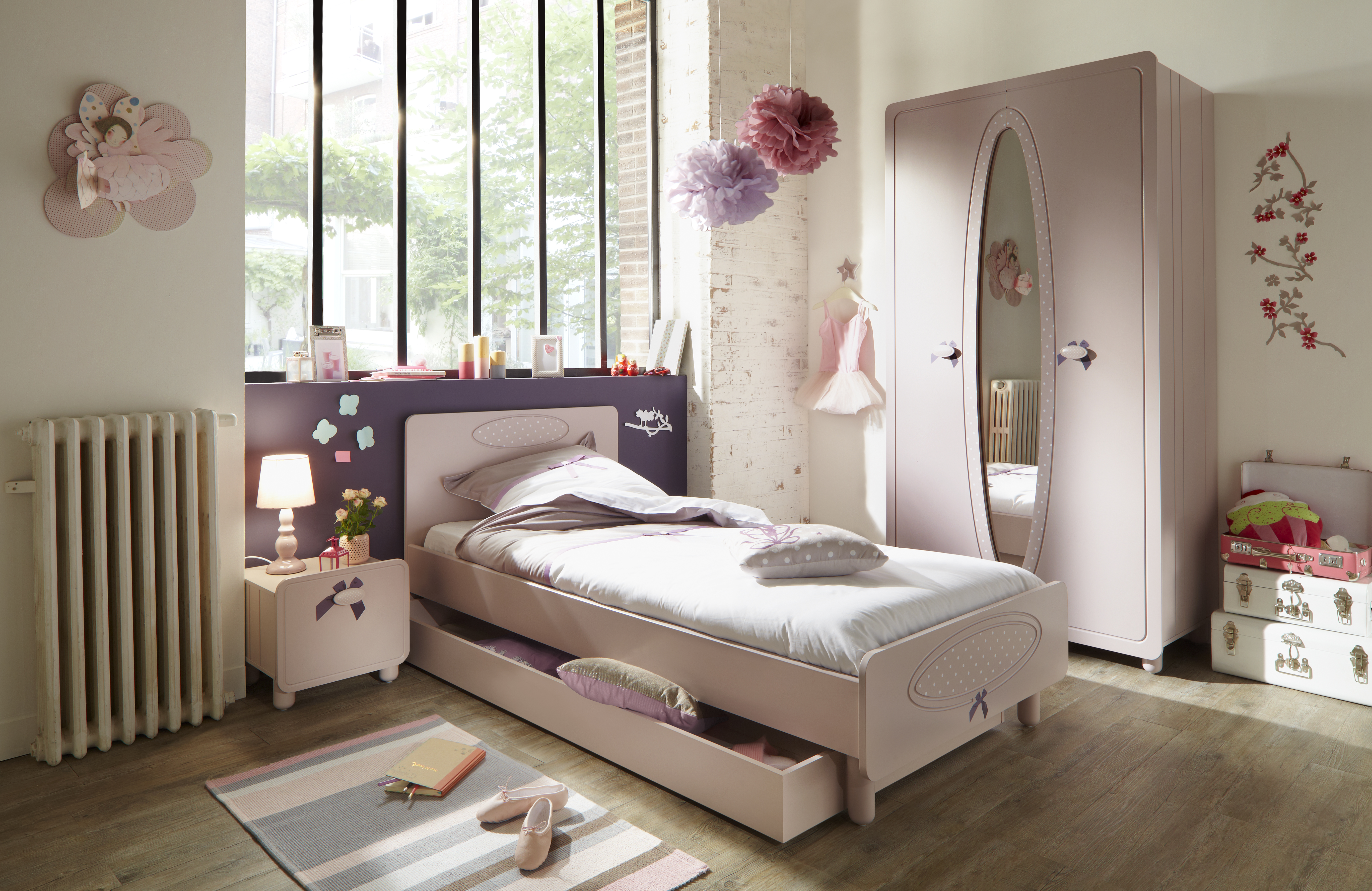 Lit Enfant 70x160cm Avec Matelas Sommier Barre De Securite