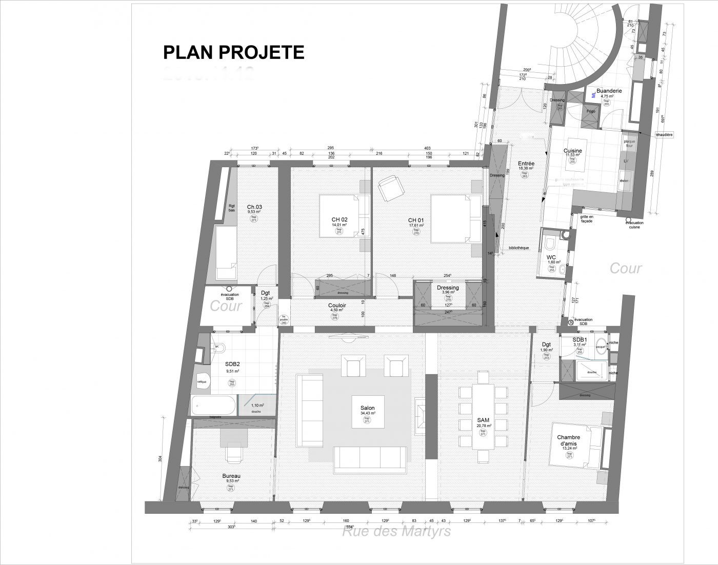 plan appartement 180 m2